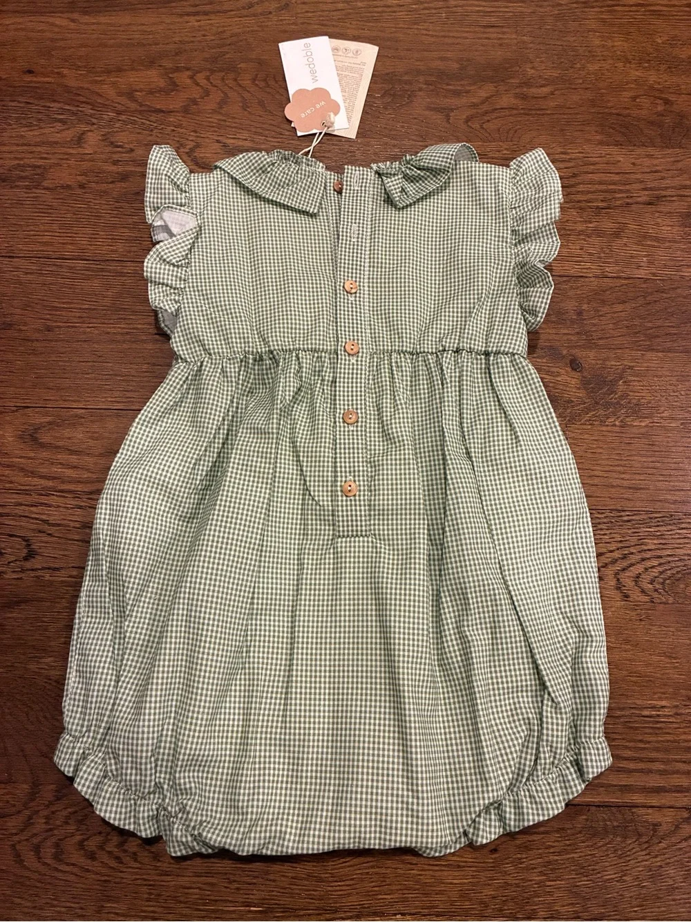 Mayoral Green Gingham Ruffle Baby One-Piece Bodysuit